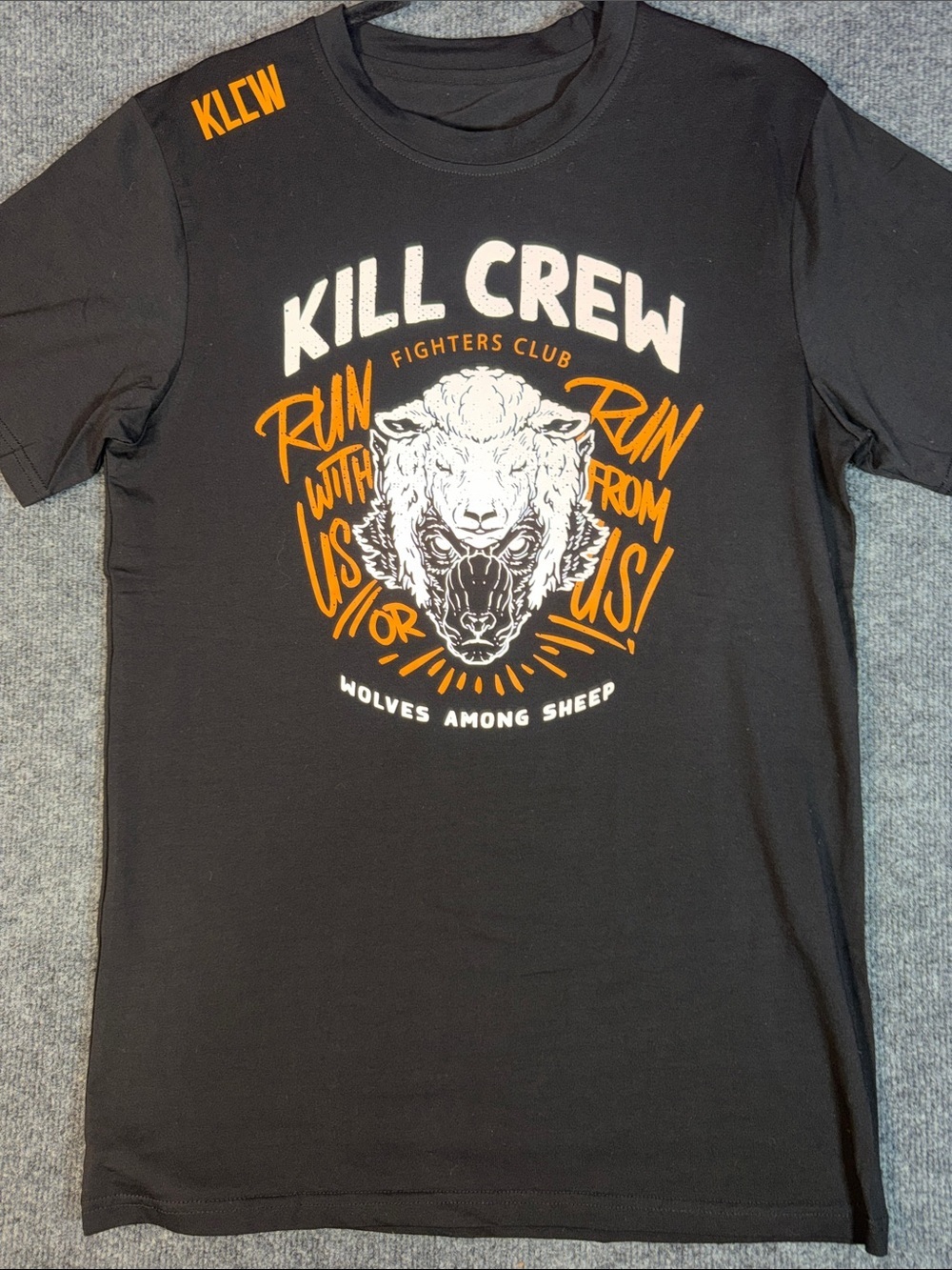 Kill Crew Men's Medium Fighters Club Wolves Among Sheep Graphic T Shirt Black
